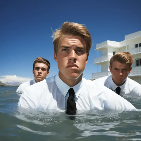 Mormon missionaries swim