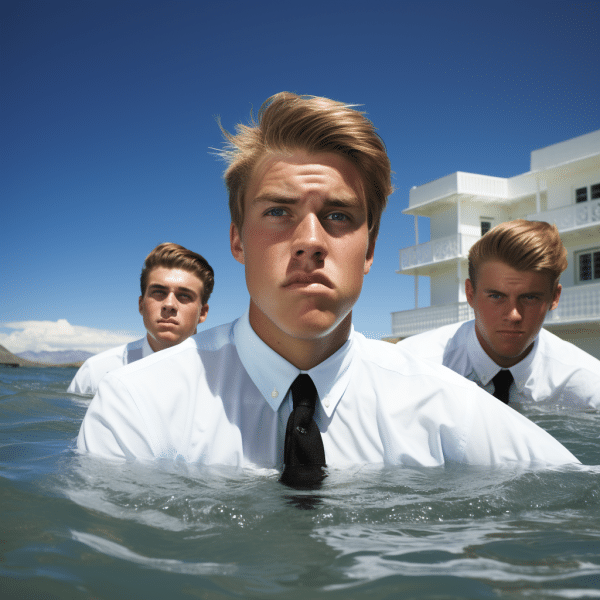 Mormon missionaries swim