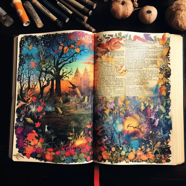 Bible journaling in a notebook